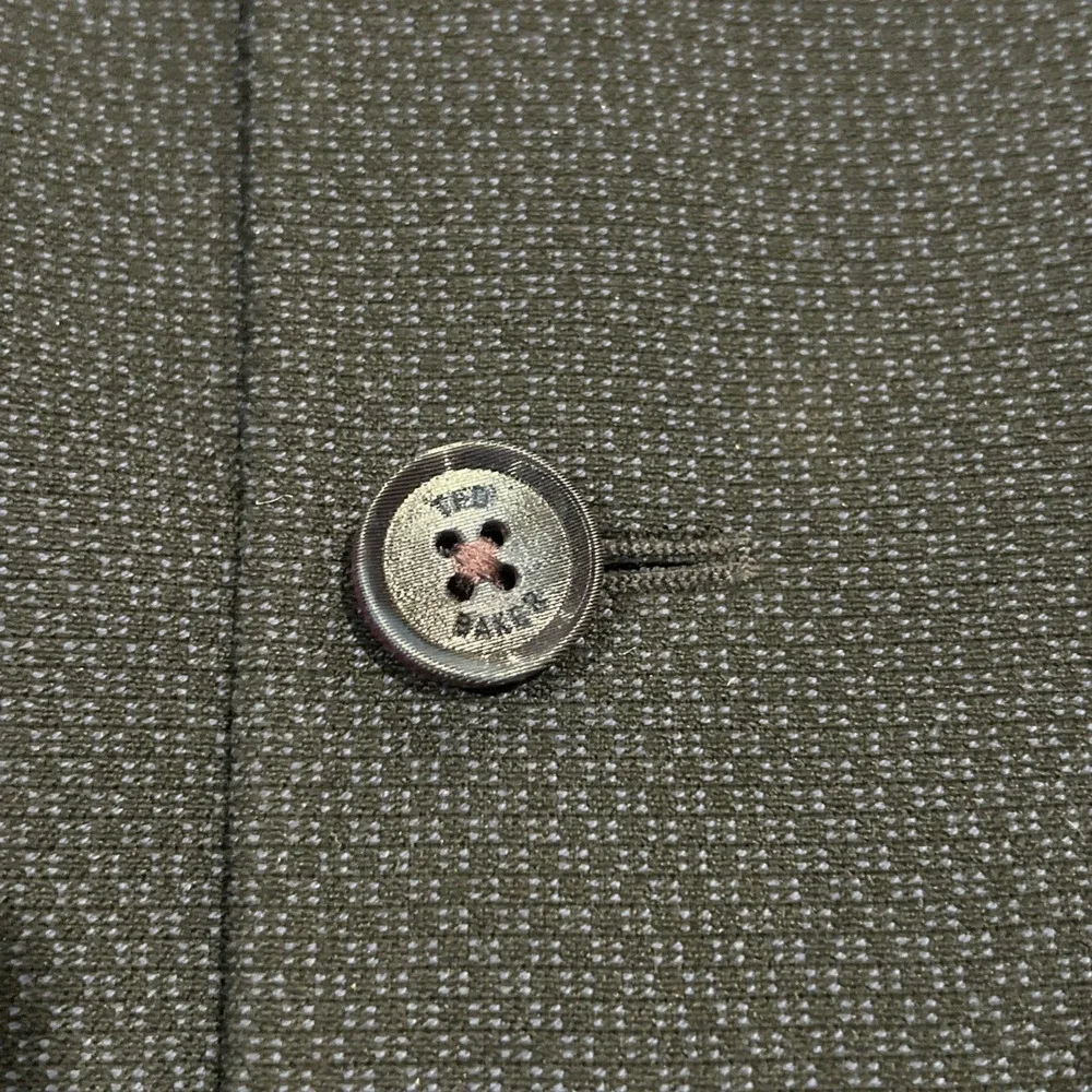 Ted Baker London Linen Herringbone Jacket Size 3 Navy Gray 2 Button Blazer